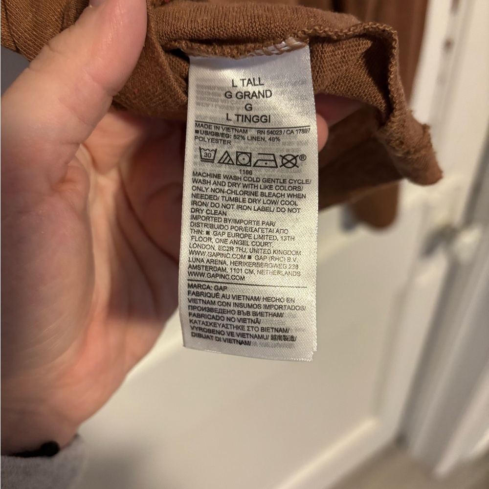 Gap Linen-Blend Boatneck Crop T-Shirt | Size Large Tall | Burnt Orange - Picture 6 of 6